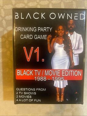 Black Owned V1 Drinking Party Card Game - Black TV/Movie Edition (White)